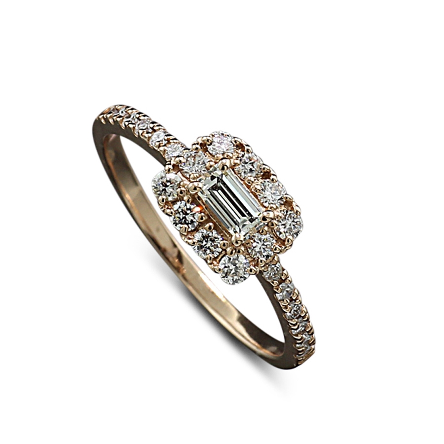 acortar celestial Pinchazo Ring rechteckiger Ringkopf Brillanten Diamant 0,53 carat 750er Roségold