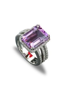 Ring Amethyst violett Brillanten Silber