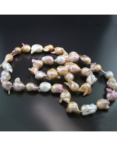 Perlkette lange Perlen Halskette barocke Zuchtperlen bunte Perlen