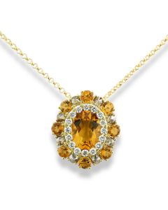 Anhänger Kette Gelbgold Citrin Diamant 18 Karat