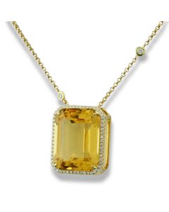 Kette Collier Gold 18 Karat oranger Stein Diamant