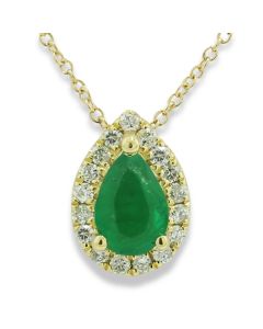 Halskette Smaragd Brillanten Diamantschliff Gelbgold