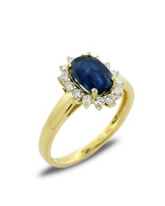 Damenring 750er Gelbgold Edelstein blau Diamant online bestellen