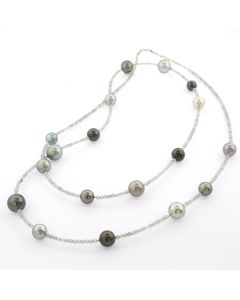 lange Halskette Tahitiperlen mehrfarbig besonders lange Kette 100 cm Länge farbige echte Perlen