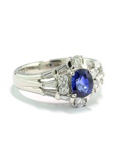 Ring königsblauer Saphir royal blue tiefes Blau Platin Diamanten