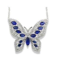 Halskette blaue Saphire Diamanten 18 Karat Weißgold Schmuck online kaufen