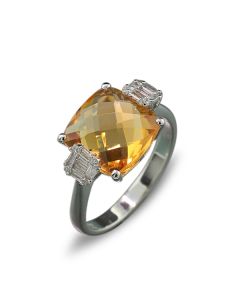 Ring Citrin Orange Gelb Diamanten Weißgold 18 Karat Schmuck kaufen
