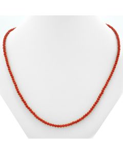 Halskette, rote Korallen-Kugeln, 750-Gelbgold