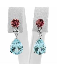 Ohrringe Weißgold 18 Karat Edelstein Rot Blau Diamant online kaufen