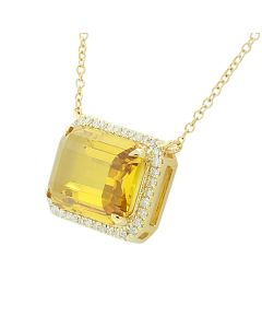 goldfarbener Edelstein Farbstein Beryll Diamant Halskette 18 Karat Gold
