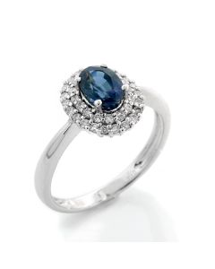 Saphirring blauer Edelstein Diamant 18 Karat Weißgold Ring online kaufen