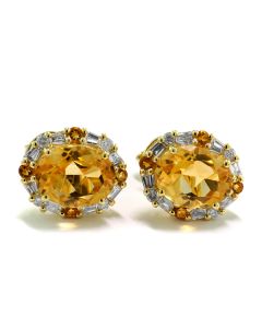 Ohrschmuck Zitrin gelber Edelstein Diamant Brillant Gelbgold 18 Karat