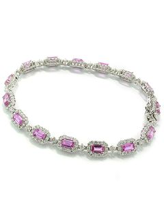Edelsteine rosa Saphire weiße Diamanten Armband