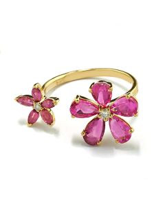 Ring mit rosa Turmalinen und Diamanten 750-Gelbgold