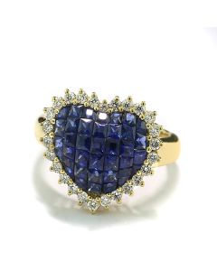 Ring Safire blauer Stein Diamant Brillant Gelbgold