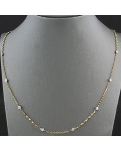 Diamantenkette Halsketten Goldcollier bicolor einzeln gefasste Diamanten