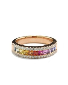 Mehrfarben-Ring Edelsteine Safire moderner Rainbow-Stil