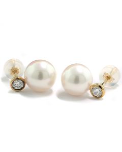 Ohrringe Perlen weiß rund echte Perlen Diamanten Gold