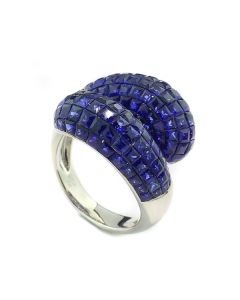 Edelstein-Ring mit Saphiren in Blau 8,20 carat 750-Weißgold ALGT-Gutachten - aufregende Gestaltung