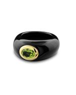 Ring grüner Stein Bandring schwarze Jade