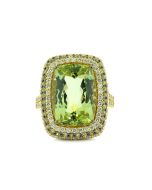 Ring seltener Turmalin grün-gelb wertvolle Edelsteine Diamanten 18 Karat Gelbgold
