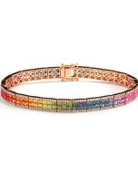 Rainbow-Armband farbige Saphire Brillanten 750-Roségold "Elegance"