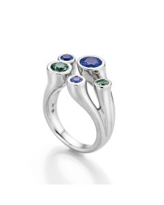 Ring mit Edelsteinen Weißgold 