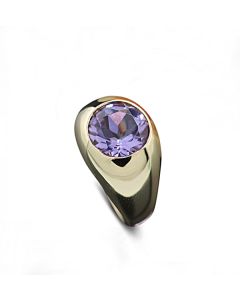 Solitär-Amethystring  in 375-Gelbgold