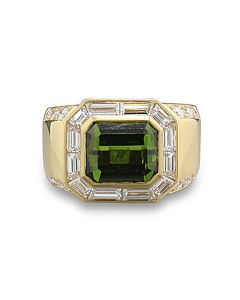 Turmalinring mit Brillanten in Gelbgold