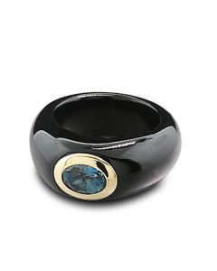 Ring blauer Stein Edelstein Topas schwarze Jade