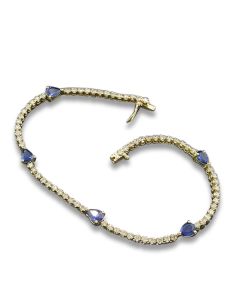 Safirarmband goldene Armkette blaue Edelsteine
