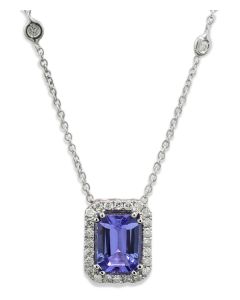 Kette blauer Stein Diamanten Weißgold 18 Karat Tansanitschmuck online bestellen