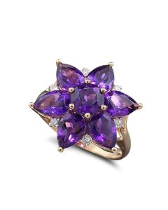 Ring mit Edelsteinen Violett und Brillanten 