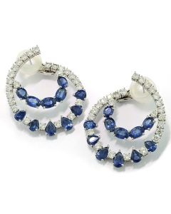 Ohrringe Weißgold Edelsteine blau Diamanten
