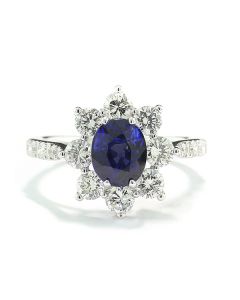 Ring Verlobungsring Lady Di Safir Diamant Weißgold