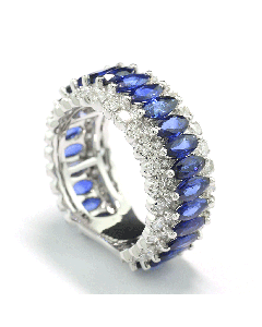Memoire-Ring Saphire und Brillanten 750-Weißgold