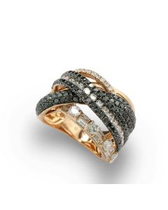 Ring schwarze weiße Diamanten