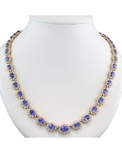Kette Tansanit kaufen Luxus Schmuck sicher bestellen hochkarätig wertvolle Edelsteine Juwelier München