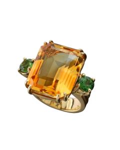 Zitrinring gelber Edelstein orangefarbener Stein Rotgoldring