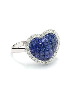 Ring Safire Diamanten Herz Geschenk Liebe Hochzeitstag Echtschmuck