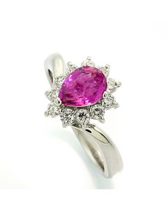 Ring Platin seltener Edelstein schöne Farbe Echtheit