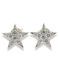 Ohrringe Stern weiße Diamanten Weißgold 18 Karat