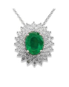 Smaragd schöne Farbe tiefes Grün Diamanten weiß Kette Weißgold