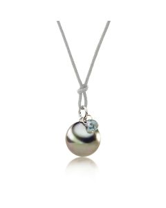 Moderner Schmuck Perlenanhänger graue Perle Tahitiperle junger Schmuck Weißgold 18 Karat