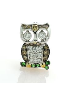 Tierschmuck Eulenschmuck Weißgoldanhänger Diamanten
