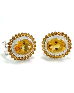 Schmuck Ohren oval Ohrringe 750er Weißgold orange Steine echte Diamanten
