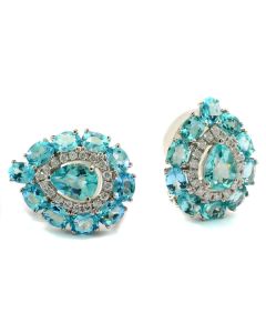 Ohrringe 750er Weißgold blaue Edelsteine Apatit Diamanten online kaufen