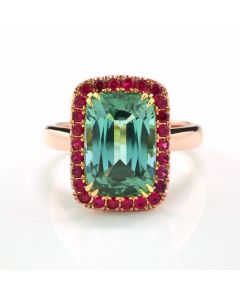blauer Edelstein Turmalin grünblau Ring