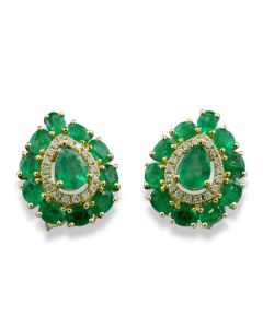 Ohrringe 750er Gelbgold Smaragd Brillant online kaufen Echtschmuck