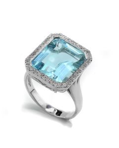 Ring Blautopas Edelstein Brillanten 18 Karat Weißgold online kaufen